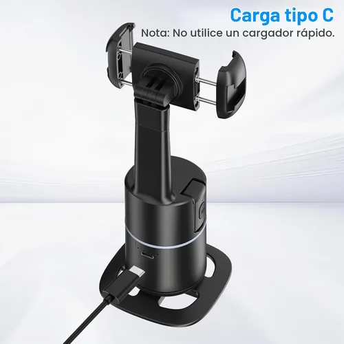 Vista 4 de Trípode para selfie stick de seguimiento facial automático para iPhone, trípode giratorio automático de 360°, control de gestos, no requiere
