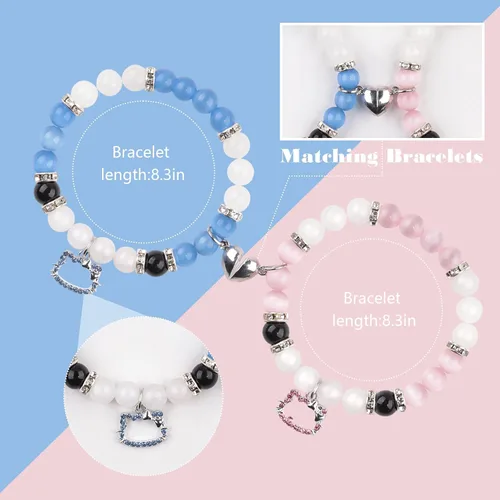 Vista 107 de 2 pulseras magnéticas para parejas, piedra natural negra mate, cristal para votos de amor eterno, juego de pulseras de cuentas de piedra de energía