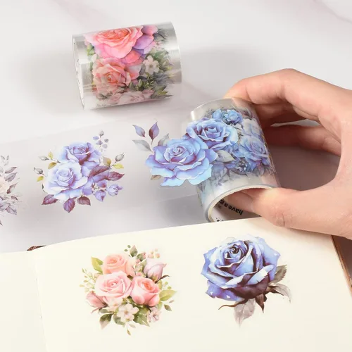 Vista 3 de Cinta Washi, cintas de PET para álbumes de recortes (azul y rosa)