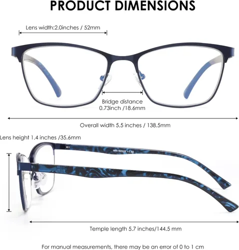 Vista 4 de HIYANJN Paquete de 4 lentes de lectura para mujeres y hombres, bloqueo de luz azul, lentes de metal con marco de acero inoxidable, lentes