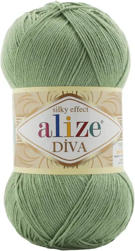 Vista 11 de Alize Diva Silk Effect 100% hilo acrílico de microfibra, 1 madejas de bola de 3.53 oz 383yds color (1 - crema)