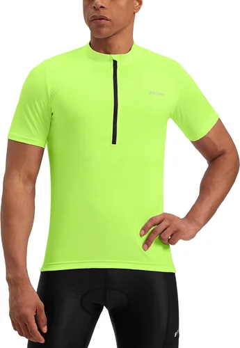 Vista 2 de Maillot de ciclismo para hombre que absorbe la humedad, manga corta, UPF media cremallera, ciclismo, ciclismo de carretera, camisas para hombres