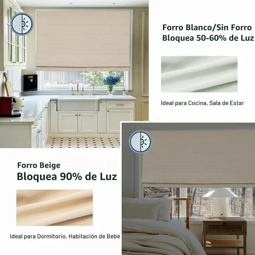 Vista 6 de DEJAVU Persianas romanas inalámbricas para ventanas, persianas romanas de ventana de tela con forro lavable beige, persianas romanas personalizadas