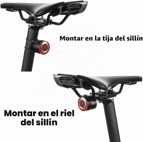 Vista 5 de ROCKBROS Luz trasera para bicicleta recargable con sensor de encendido automático IPX6 impermeable