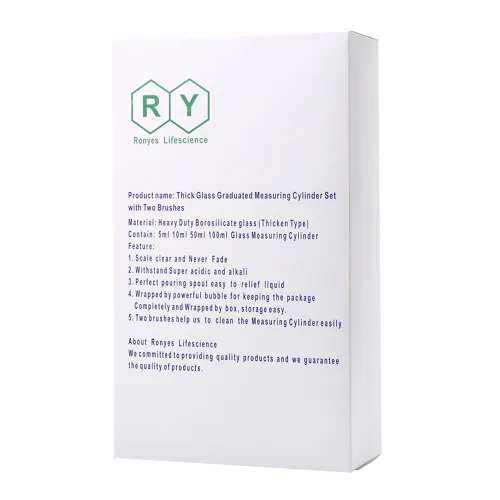 Vista 7 de Juego de probeta graduada de vidrio grueso 5 ml 10 ml 50 ml 100 ml, vidrio con dos cepillos con cepillo, escalas métricas individuales
