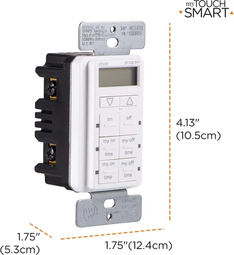 Vista 4 de myTouchSmart Temporizador Digital Empotrado, 4 Botones Programables de Encendido/Apagado, 2 Botones Fáciles de Encendido/Apagado, Ciclos Diarios