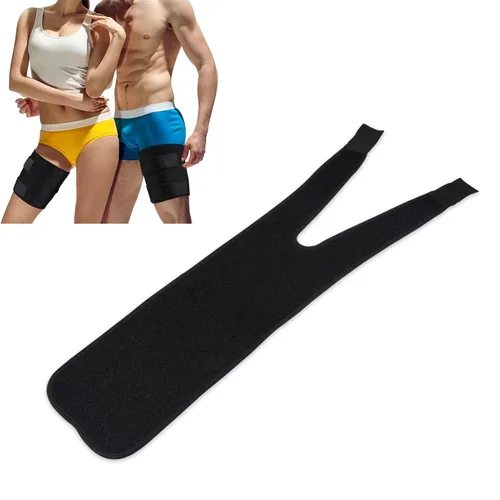 Vista 9 de Soporte para muslos, soporte para muslos con tiras antideslizantes de silicona, compresión para los isquiotibiales para hombres y mujeres, soporte