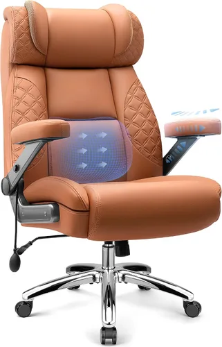 Vista 12 de Silla de oficina grande y alta, silla de computadora de escritorio con reposapiés para personas pesadas, silla ejecutiva de juegos de gran