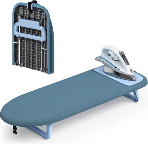 Vista 11 de KINGBOARD Tabla de planchar de mesa, pequeña tabla de planchar con alfombrilla de hierro, mini tabla de planchar plegable, fácil almacenamiento