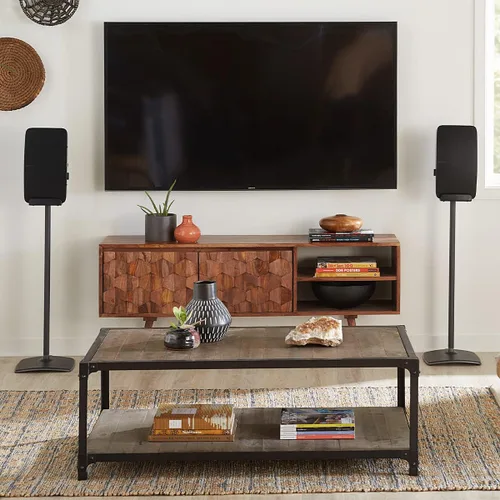 Vista 2 de SANUS Soporte de altavoz inalámbrico para Sonos Five y Sonos Play:5 - Diseño de mejora de audio para audio vertical y horizontal con gestión de Negro