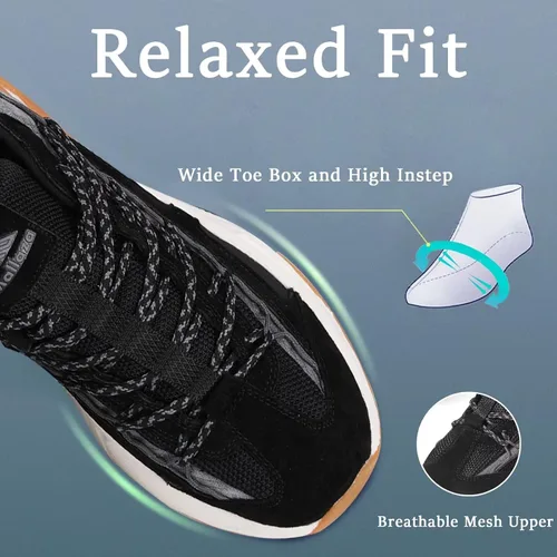 Vista 4 de ZLOLO Zapatos de caminar para hombre, zapatos de deporte gruesos, informales, para papá, a la moda, para entrenamiento, gimnasio, tenis, correr