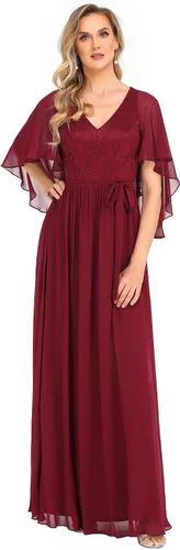 Vista 4 de Ever-Pretty Vestido de fiesta de noche de gasa con cuello en V para mujer 0640