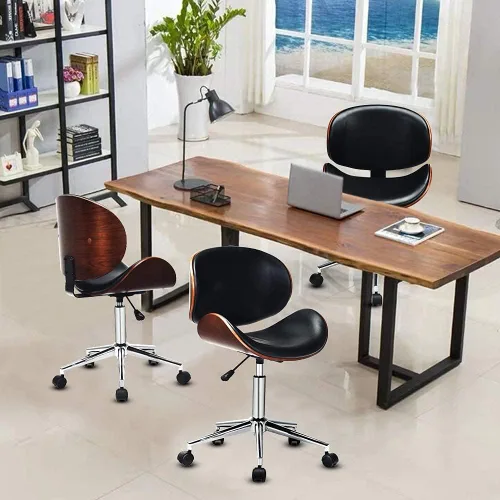 Vista 3 de GOODALLIN - Silla de oficina ajustable y moderna de mediados de siglo con asiento / respaldo curvo, silla ejecutiva giratoria, silla de computadora