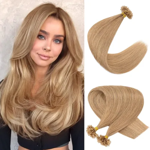 Vista 13 de Extensiones de cabello humano con punta en U, con queratina de fusión caliente, extensiones de cabello humano real, extensiones de cabello Remy