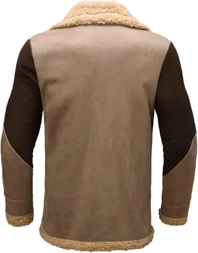 Vista 2 de Chaqueta de camionero para hombre, con forro polar, de piel sintética desgastada, talla grande, chaqueta Sherpa pesada