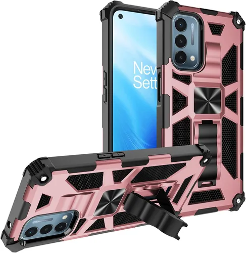 Vista 9 de Funda para Oneplus Nord N200 5G 2021, grado militar, cubierta probada contra caídas, soporte integrado compatible con soporte magnético