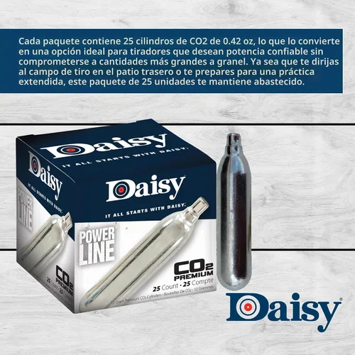Vista 3 de Daisy Powerline - Cilindros de CO2 de 0.42 oz, 25 unidades, presión constante
