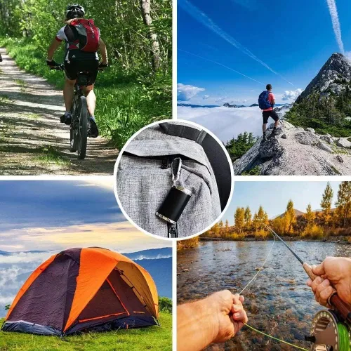 Vista 5 de Hourwof Cenicero portátil de metal con tapa, cenicero de bolsillo para cigarrillos, bandejas de ceniza de viaje con llavero, negro ovalado