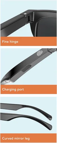 Vista 8 de Lentes de sol inteligentes, control táctil U V 400, gafas deportivas al aire libre, lentes de audio de dientes azules para hombres y mujeres