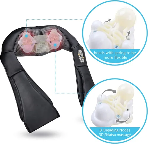 Vista 7 de Comfier Masajeador de espalda y cuello, cojín de asiento de masaje de tejido profundo, almohadilla para silla de masaje para alivio completo