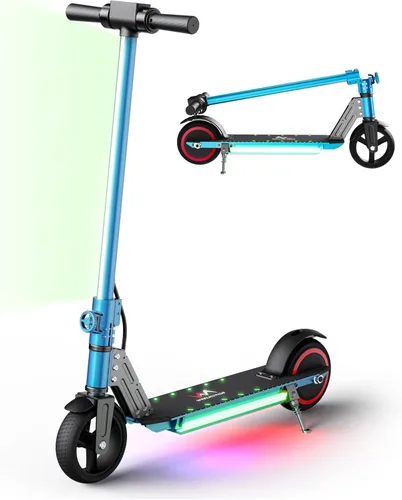 Vista 9 de Classic Foldable Electric Scooter for Kids, Bright Front Lights, Shining Pedal Lights, LED Display, Dual Brakes 150W Motor Kids Electric Scooter