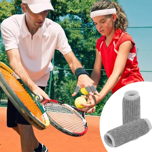 Vista 6 de uxcell 10 férulas protectoras de dedos, fundas de compresión para dedos de pulgar para dedos de gatillo, fundas elásticas para baloncesto, soporte