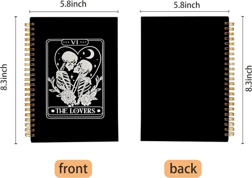 Vista 5 de Cuaderno gótico en espiral, diario gótico para parejas, cuaderno gótico para mujeres y hombres escritura, cuaderno de espiral para parejas de 8.3 x