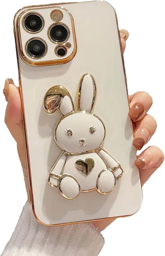 Vista 19 de Funda con soporte de conejo de corazón para Xiaomi Redmi A1, galvanizado suave TPU protector delgado a prueba de golpes con lindo conejito soporte