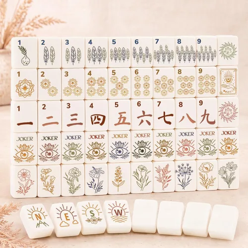 Vista 14 de Thenshop 160 piezas de azulejos Mahjong americanos de 1.2 pulgadas