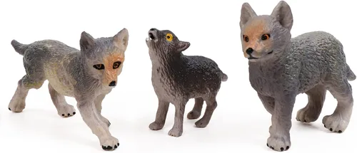 Vista 4 de RESTCLOUD Conjunto de 8 figuras de juguete de lobo de lobos y animales