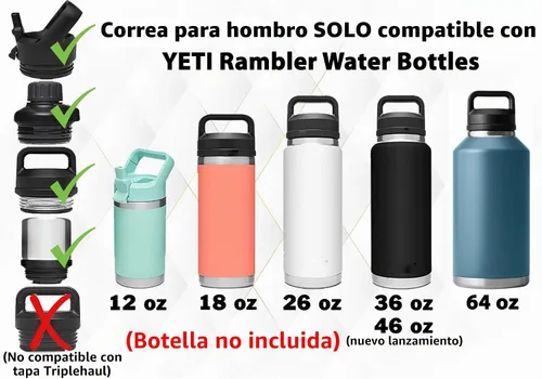 Vista 7 de One MissionX YETI Rambler - Correa para botella para botellas de agua de 64 onzas, 46 onzas, 36 onzas, 26 onzas, 18/12 onzas, accesorios duraderos