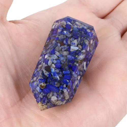 Vista 2 de Rockcloud Paquete de 2 puntas de varita de cristal curativo, 6 piedras de prisma facetadas para terapia de meditación de 2 pulgadas, piedra de Azul