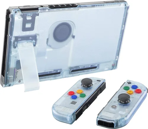 Vista 4 de eXtremeRate - Placa trasera para Nintendo Switch Console, NS Joycon con carcasa de mando de mano con botones de juego completo, carcasa de repuesto