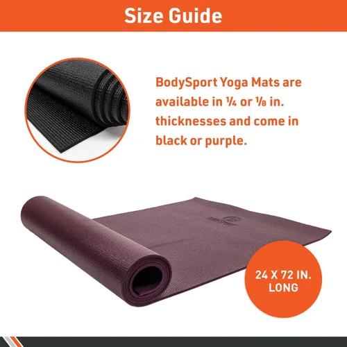 Vista 6 de Body Sport Esterilla de yoga, superficie antideslizante de alta densidad con absorción de golpes, ideal para yoga, pilates y entrenamientos en casa