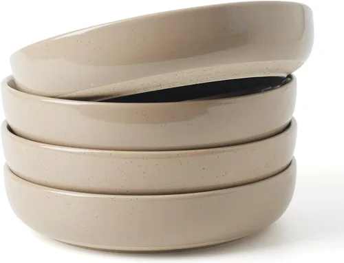 Vista 23 de famiware Milkyway - Juego de 4 cuencos para pasta, 33 onzas, hilo beige