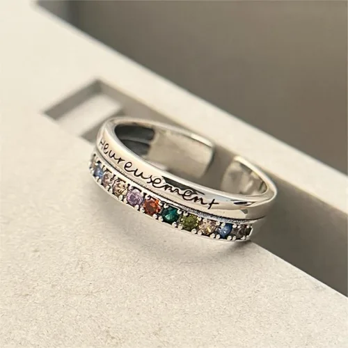 Vista 243 de Anillo de plata de ley 925, minimalista, ajustable, hecho a mano, para mujeres y niñas