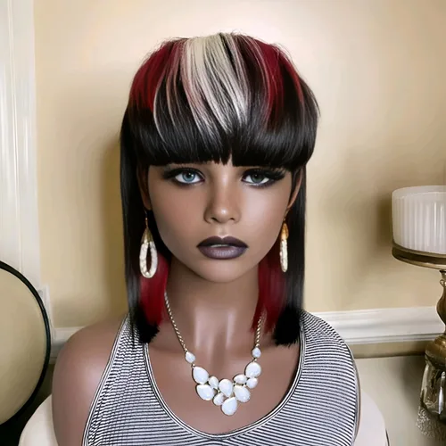 Vista 4 de FCHW - Pelucas de pelo corto para mujer, corte Pixie, pelucas brasileñas, corte Pixie para mujer, pelucas cortas con flequillo, peluca en capas