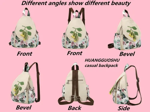 Vista 16 de HUANGGUOSHU Mochila de algodón tejida de algodón bohemio con bordado de lona estilo bohemio con múltiples bolsillos retro linda mochila cartera
