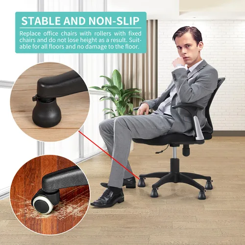 Vista 3 de Bell Glides - Ruedas giratorias de repuesto para silla de oficina para ruedas fijas estacionarias, almohadillas de fieltro con goma antideslizante