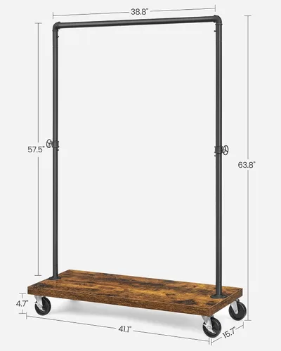 Vista 8 de VASAGLE UHSR65BX - Perchero para ropa de estilo rústico con diseño de tuberías industriales, con estante, estante de ropa resistente