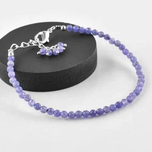 Vista 61 de Natural Gemstone Micro Beads Dainty Bangle Bracelet, Handmade Birthstone Jewelry, Healing Chakra Crystals, Silver Plated 8 inch, Birthday Gift for