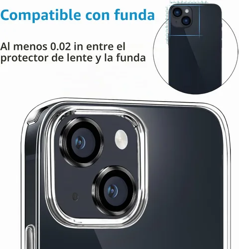 Vista 2 de Protector de Lente de Cámara para iPhone 13 Mini/iPhone 13, Vidrio Templado 9H Anti-Rayones Protector de Pantalla de Cámara de Metal a Prueba