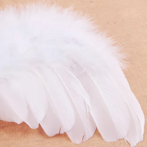 Vista 6 de Nishine Paquete de 2 alas de ángel de plumas blancas para recién nacidos, juego de diadema para bebé, cosplay, niñas, disfraz de fotografía