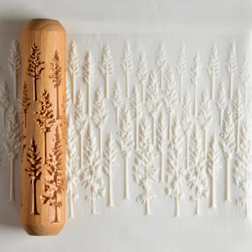 Vista 5 de MKM Pottery Tools Rodillos de mano grandes de madera para arcilla (BHR-01 Diagonal Basketweave)