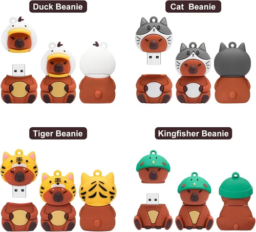 Vista 3 de Memoria USB Stick 4pcs 16GB Cute Flash Drive Capybara Animal Memory Stick Novedad Flash Drive Pendrive Thumb Drive Regalo para estudiantes y niños