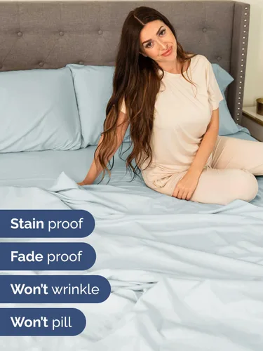 Vista 170 de Extra Deep Twin XL Sheet Set - 3 Piece College Dorm Room - White 01-Blanco
