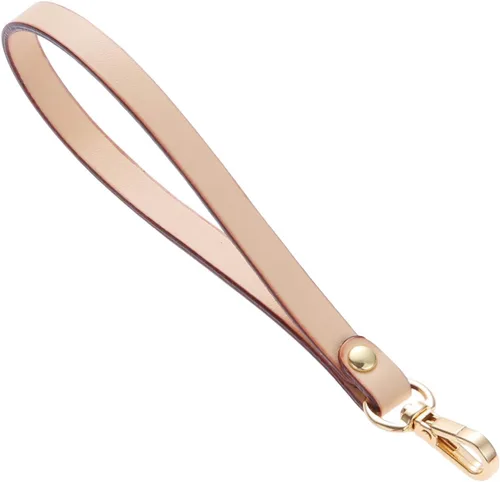 Vista 10 de Yetaha Correa de pulsera, correa corta de cuero genuino, cuerda de mango de Beige