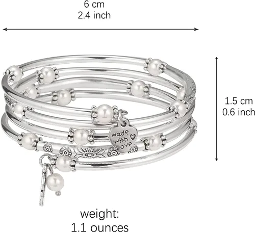 Vista 6 de FULU AUTUMN Pulseras de cuentas para mujer, pulseras de plata para mujer, joyería de disfraces, regalo de moda