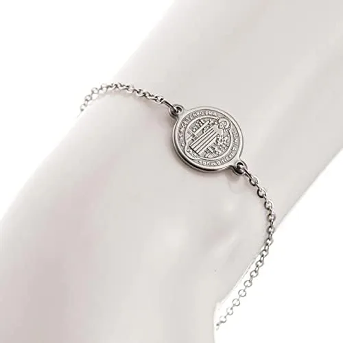 Vista 4 de HGTTH - Medalla de San Benito de acero inoxidable para mujer Medalla San Benito Acero Inoxidable 71in acero