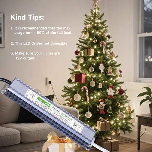 Vista 5 de Fuente de alimentación LED, adaptador de transformador de bajo voltaje IP67 impermeable con enchufe de 3 clavijas para cualquier luz